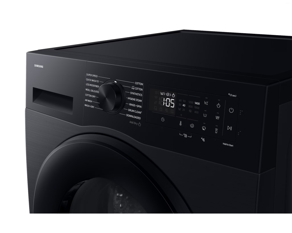 Samsung 12 kg/7 kg Front Load Washer Dryer Combo with SuperSpeed, Black (WD12FG5B34BB)