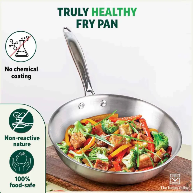 The Indus Valley 20cm Frypan Stainless Steel KC-SS-FP-002