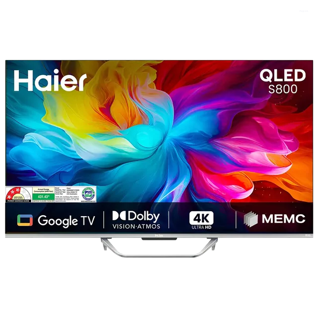 Haier 85 Inch 4K QLED Google TV with Dolby Vision, Dolby Atmos, MEMC & Hands-Free Voice Control 85S800QT-P