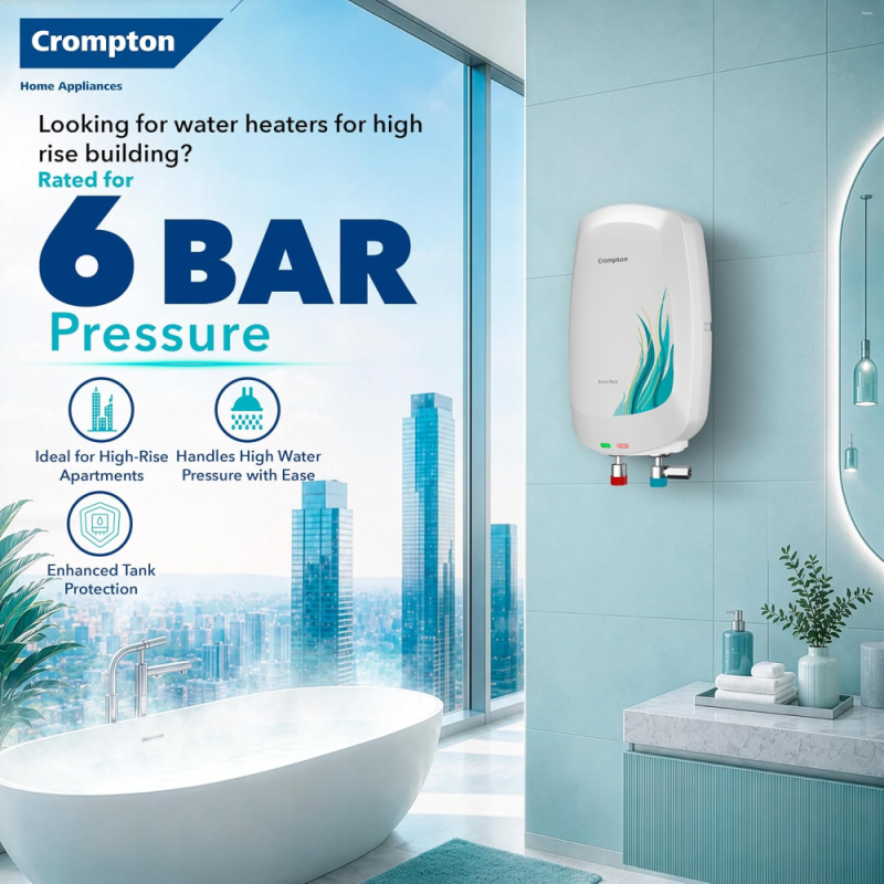 Crompton Arno Neo 3 Litre Instant Water Heater with 3 kW Heating Element, 6 Bar Pressure & 3-Level Safety