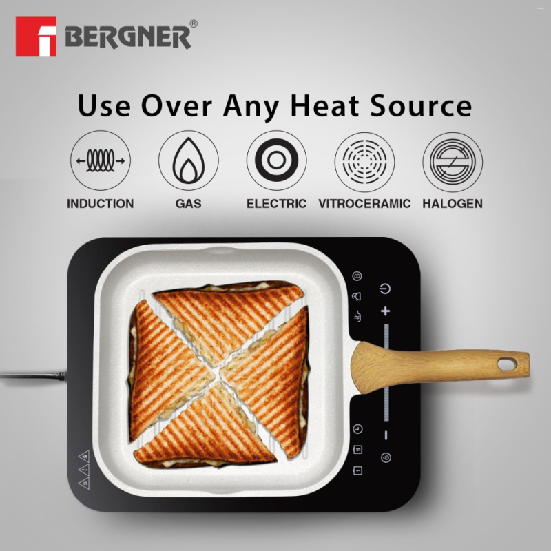 Bergner Naturally Grill Pan Ø26cm Forged Aluminium, Marble Non-Stick, Induction Ready BGD-30494-CR