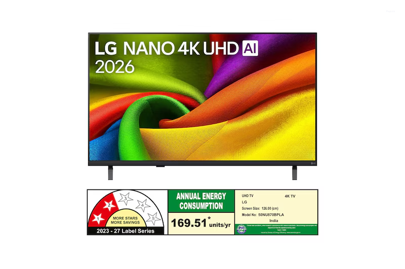 LG 50 Inches NANO 4K Ultra HD AI Smart TV with α7 AI Processor 4K Gen9, HDR10 Pro & 4K Super Upscaling 50NU870BPLA