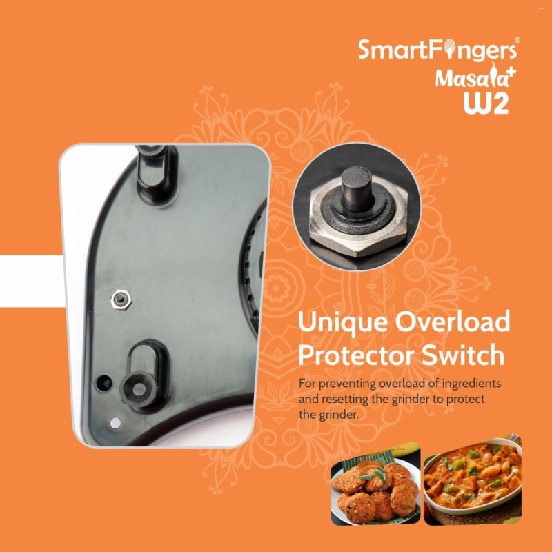 SmartFingers 2 L Masala Plus W2 110V Wet Grinder for USA, 150W Motor, Wet Masala & Batter Dispenser