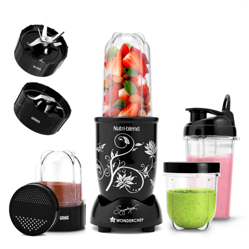 Wonderchef Nutri-blend 500W 3-Jar Mixer Blender with 500 ml Sipper Jar, 22000 RPM, Copper Motor & Stainless Steel Blades