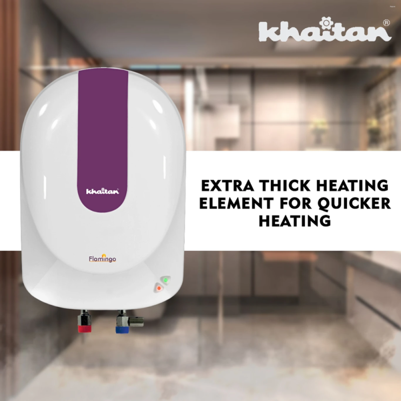 Khaitan Flamingo 3 L Instant Water Heater with 3-Level Safety, 6.5 Bar Pressure & Powerful Heating Element (White)