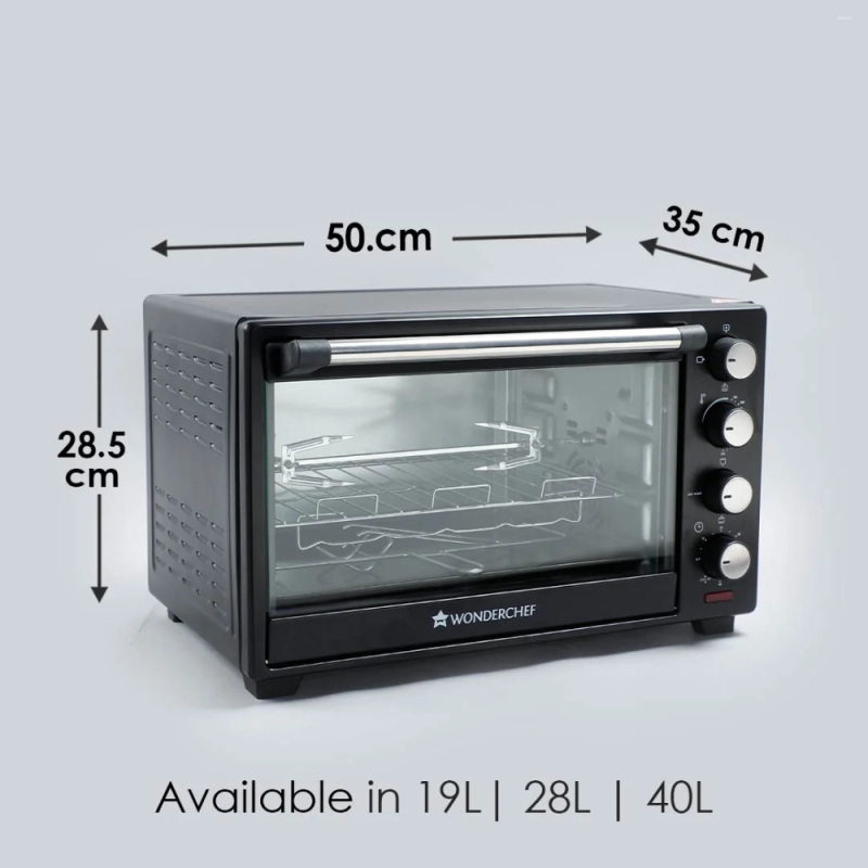 Wonderchef OTG 28L 1600W Oven Toaster Griller, Rotisserie, Auto Shut-Off & 250°C Temperature Control