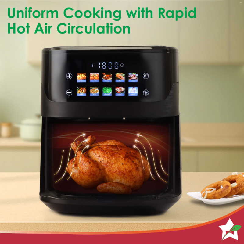 Wonderchef Evita 6.5L 1600W Digital Air Fryer, 12 Preset Menus, Rapid Air 360° Circulation, Viewing Window & Chamber Light