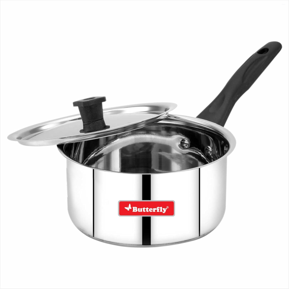 Butterfly Classic 5-Piece Stainless Steel Cookware Set with 22 cm Fry Pan, 22 cm Kadai & 16 cm Saucepan, Induction Base