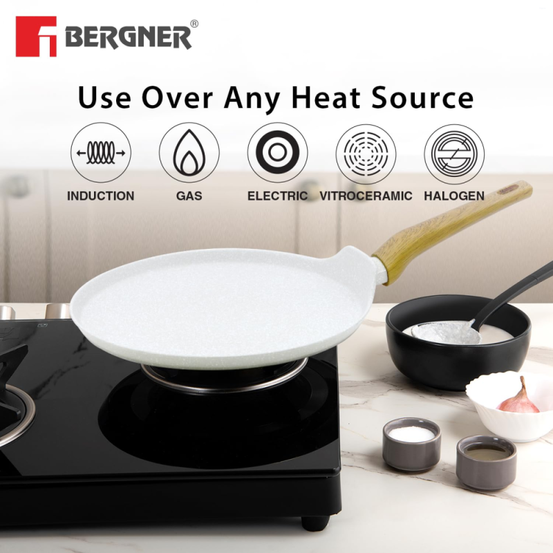 Bergner Naturally Pancake Pan Ø28cm Forged Aluminium, Marble Non-Stick, Induction Ready BGD-30493-CR