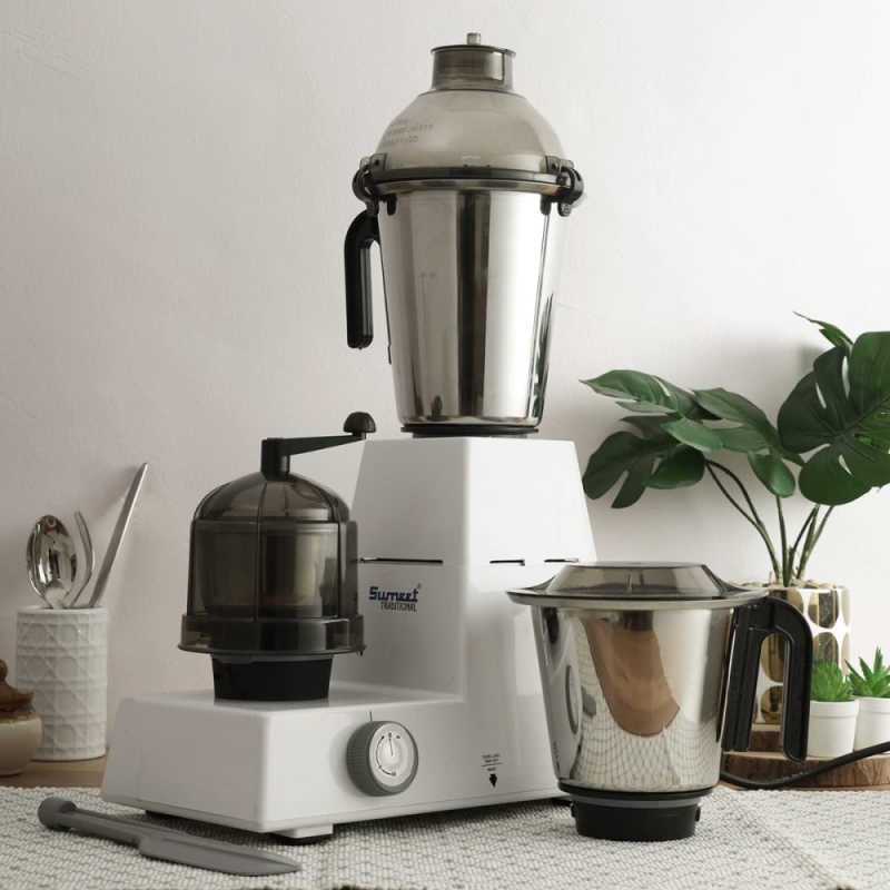 Sumeet Traditional Domestic DXE 110V 750W Mixer Grinder with 3 Stainless Steel Jars, Copper Motor & Multi-Function Blades