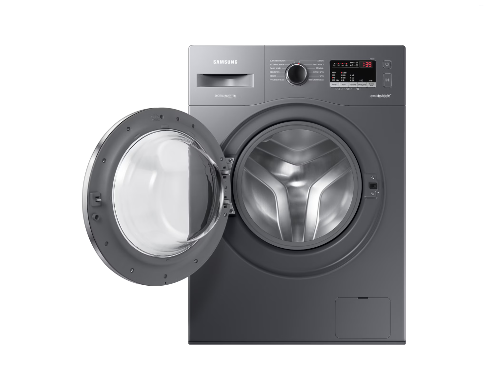 Samsung 7.0 kg Front Load Washing Machine with EcoBubble, DIT Motor & Hygiene Steam, Refined Inox (WW70R22EK0X)