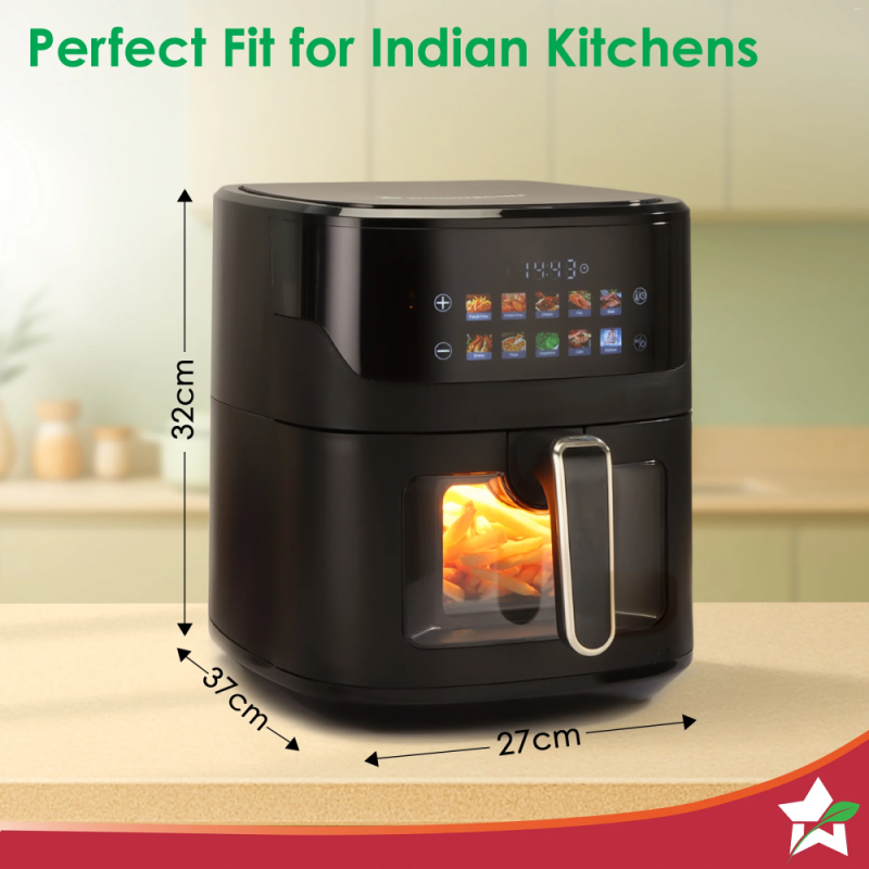 Wonderchef Evita 6.5L 1600W Digital Air Fryer, 12 Preset Menus, Rapid Air 360° Circulation, Viewing Window & Chamber Light