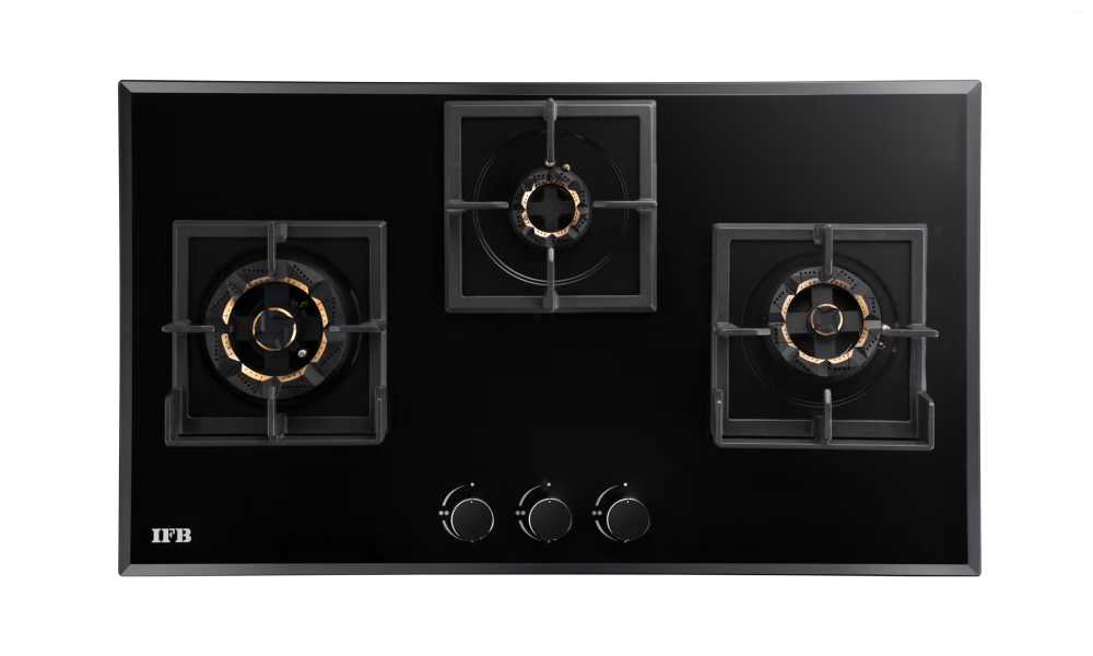 IFB 3 Burners Hybrid Hob with Bevelled Tempered Black Glass
