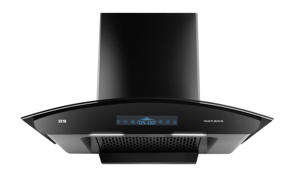 IFB 60 cm Wall Mounted Kitchen Chimney with BLDC Motor (CS AC FL BLDC 60, Black Glass Finish)