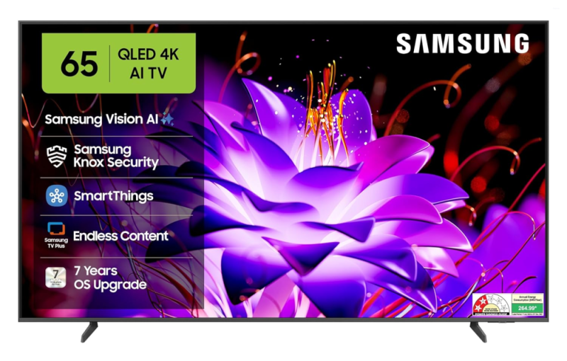Samsung 163 cm (65 Inch) Vision AI 4K Ultra HD Smart QLED TV (QA65QEF1AULXL) | Quantum HDR | Q4 AI Processor | Tizen OS | Black