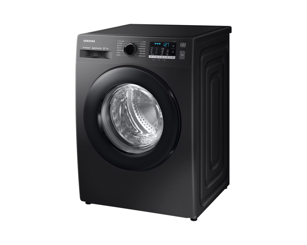 Samsung 8.0 kg Front Load Washing Machine with EcoBubble, Hygiene Steam & DIT Motor, Black Caviar (WW80TA046AB)