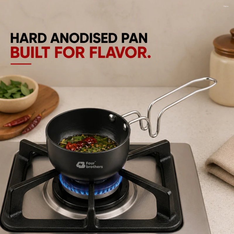 Four Brothers Vagaria Black Hard Anodised Tadka Pan 9 cm 4BHV