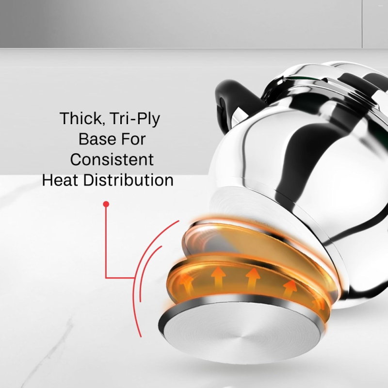 Butterfly Curve 3 Litre Stainless Steel Pressure Cooker with Outer Lid, Induction Base & Stay-Cool Handle