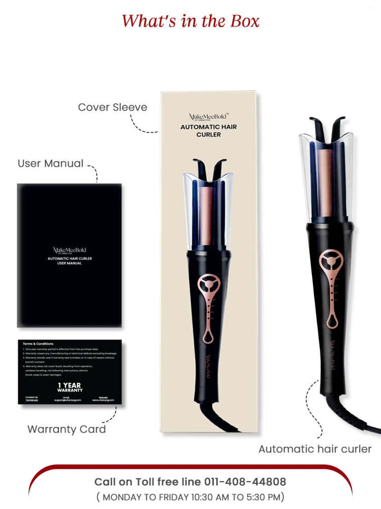 Urban Yog MakeMeeBold Automatic Hair Curler with Fast Heating, Ceramic Coating, Adjustable Temperature Settings & Auto Shut-Off