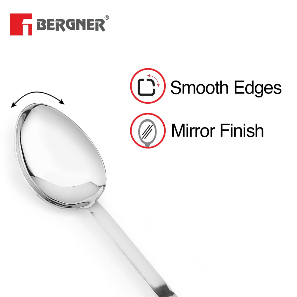 Bergner Argent Large Solid Spoon Serving S/s Hollow Handle Large Stainless Steel, Food Grade BGIN-6706