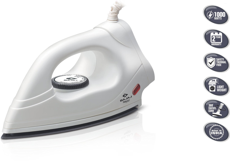 Bajaj Majesty DX4 1000W Dry Iron with Non-Stick Soleplate