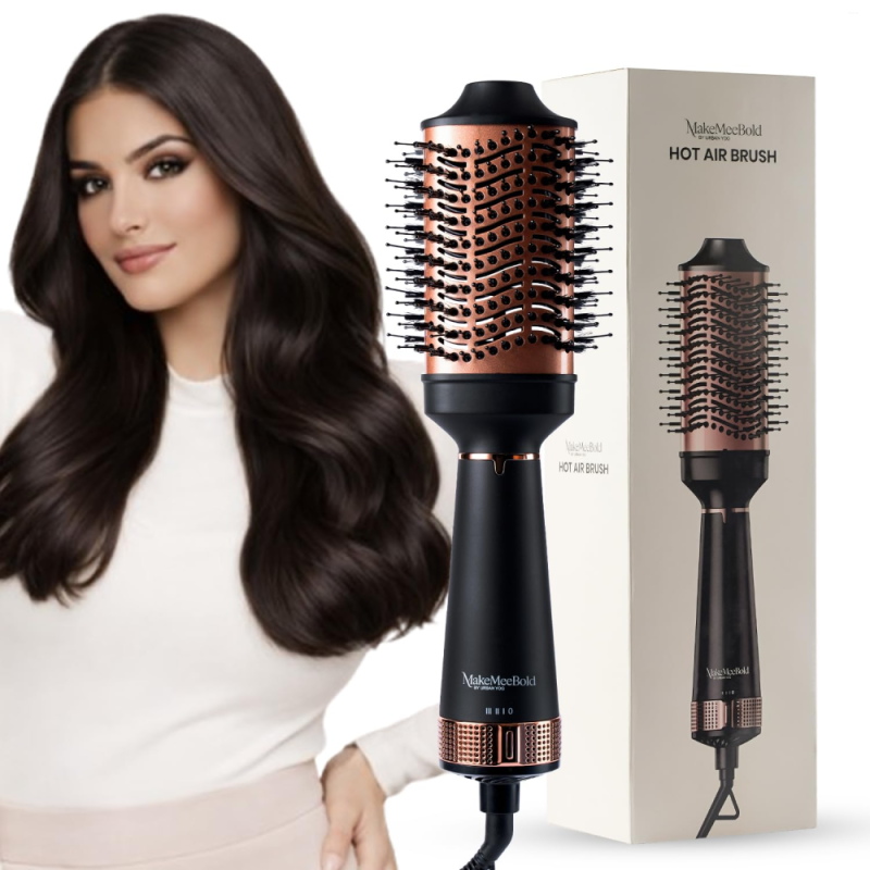 Urban Yog MakeMeeBold 2-in-1 Hot Air Brush with Hair Dryer & Straightener, 3 Temperature & 2 Speed Settings, 360° Airflow Vents, PTC Fast Heating, Ceramic Plates & Auto Shut-Off