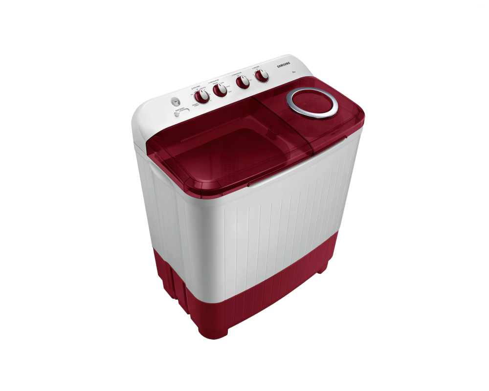 Samsung 8.0 kg Semi Automatic Washing Machine with Hexa Storm Pulsator, Light Gray with Wine Base (WT80C4000RR)