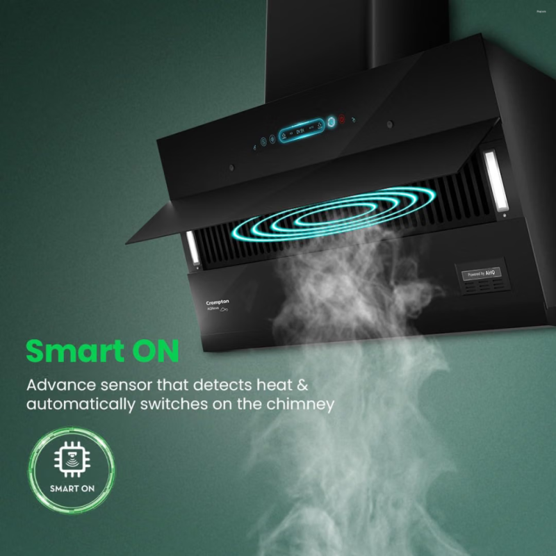 Crompton AQNova 60cm Inclined Filterless Kitchen Chimney with AirIQ Technology, AQSync BLDC Motor & Intelli AutoClean (CHD-AQI60FLE-IND)
