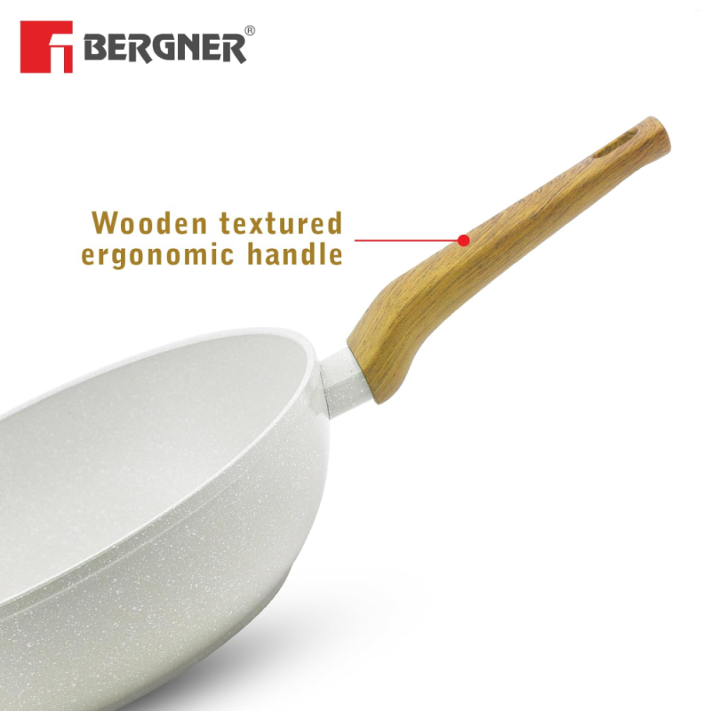 Bergner Naturally Wok Ø28 x 8cm Forged Aluminium, Marble Non-Stick, Induction Ready BGD-30491-CR