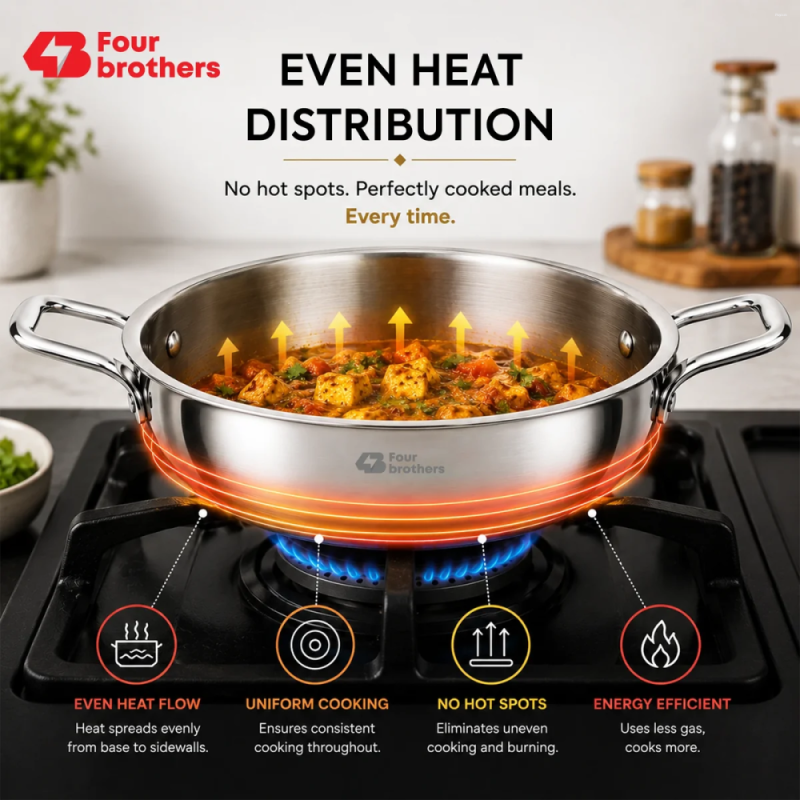 Four Brothers Triply Kadai 18 cm / 1.2 L 4BTPIK