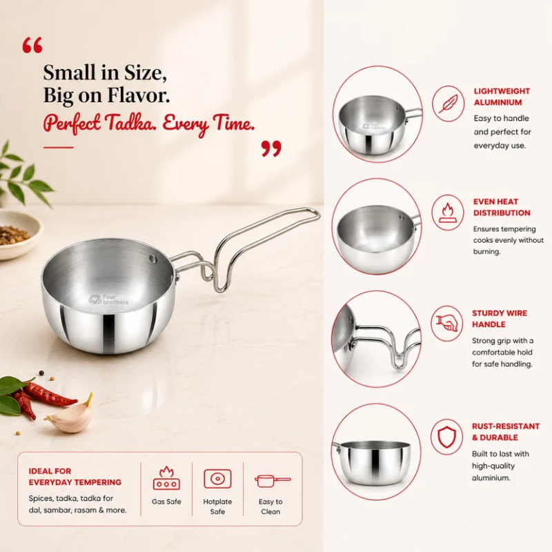 Four Brothers Vagaria Aluminium Tadka Pan 9 cm 4BHV