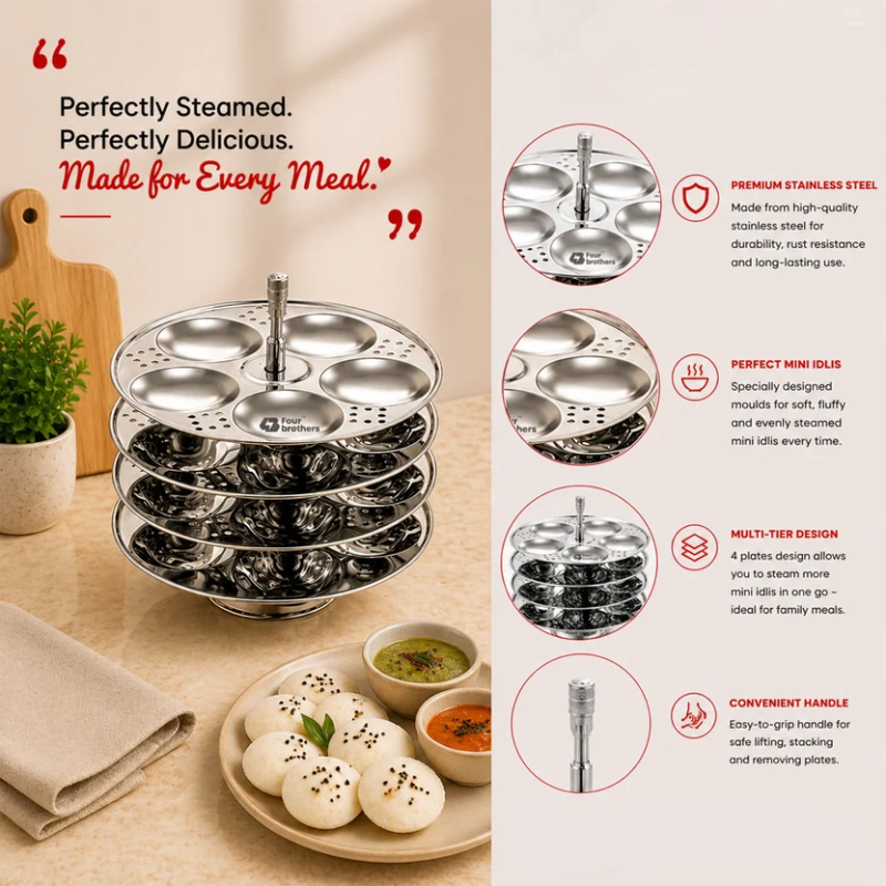 Four Brothers Mini Magic Idly Set 4 Plates 4BMMIS