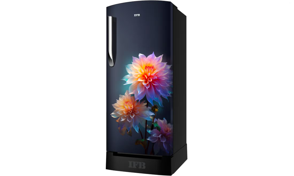 IFB Advance-Cool 187 L 4 Star Direct Cool Refrigerator, Flower Pattern, DIVINE BLISS BLUE + BLACK PED, Inverter Compressor 2026